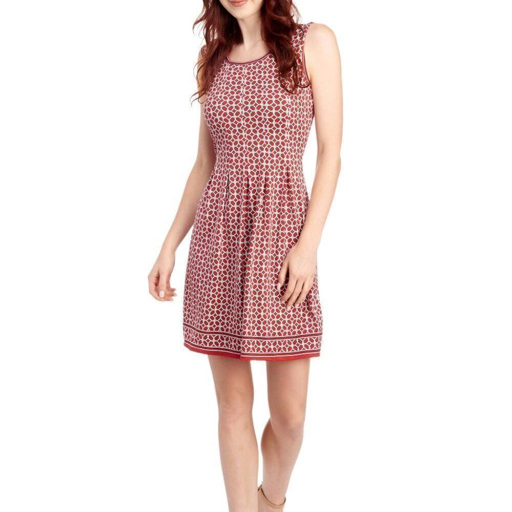 Max Studio Women's Polyester Printed Pleated Fit & Flare Dress Size S